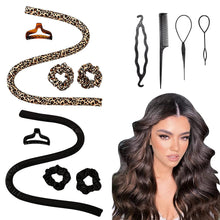 Load image into Gallery viewer, IVYU Tiktok Heatless Curling Rod Headband for Women Long Hair No Heat Hair Rollers Curlers Curls Flexi Rods Large Big Soft Foam Curling Ribbon Sleep Overnight for Gril&#39;s Hair Style Black Leorpard - Ivyu Beauty
