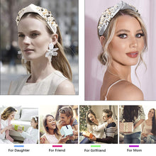 Load image into Gallery viewer, Ivyu Headbands for Women Head Bands -3 Knotted Pearl Headband Diademas Para Mujer De Moda Hair Accessories Hairbands for Girls No Slip Fashion Cute Top Knot Headband Gift for Women White Gray Beige - Ivyu Beauty
