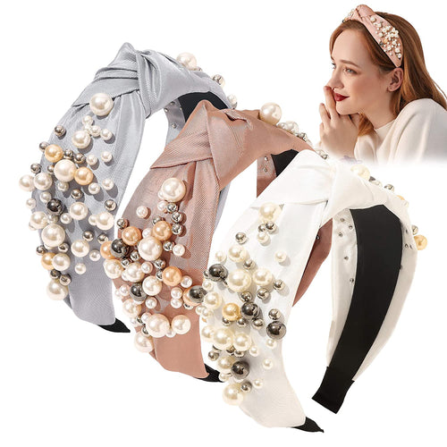 Ivyu Fashion Pearl Knotted Headbands for Women - Wide No Slip Diademas Para Mujer De Moda 2025 Head Bands Large Accessories Gift for Girl - Ivyu Beauty