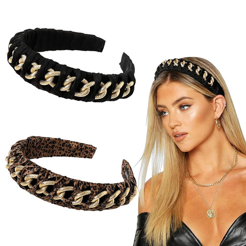 Ivyu Headbands for Women Hair Head Bands - Diademas Para Mujer De Moda Leopard Headband Cheetah Hair Accessories Hairbands for Girls No Slip Fashion Cute Chain Headband Gift for Friends - Ivyu Beauty
