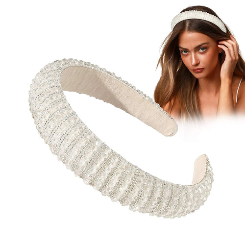 Ivyu Rhinestone Headbands for Women Girls - Jeweled Head Bands Glitter White - Ivyu Beauty