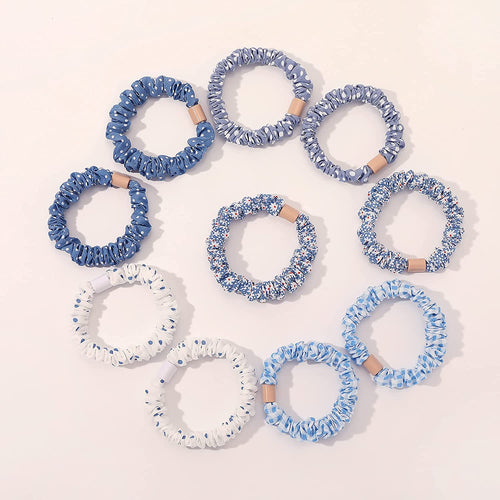 Hair Ties Scrunchies Hair Bands Small Mini Thin Elestics Hairbands Ponytail Holder Skinny Scrunchy For Thick Curl Hair No Crease Hair Ties Soft Accessories No Hurt Your Hair for Women and Girls Blue - Ivyu Beauty