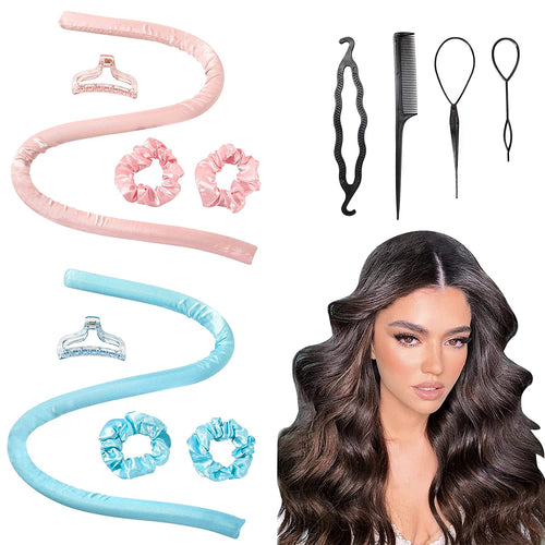 IVYU Tiktok Hair Rollers For Long Hair Curlers Heatless Curls Flexi Rods Jumbo Large Big No Heat Hair Roller You Can Sleep In Soft Foam Curling Rods Hair Rollers Overnight for Women Gril's Blue Pink - Ivyu Beauty
