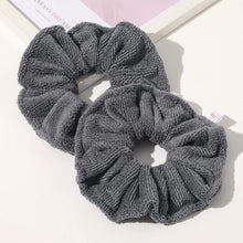 将图片加载到图库查看器，Ivyu Microfiber Hair Drying Scrunchies Towels Fiber - Buns Large Big Scrunchie for Curl Hair for Bed Pool Shower Warp Wet Hair Drying Product Absorbent Fast Terry Cloth Scrunchy For Women Girls Gray - Ivyu Beauty

