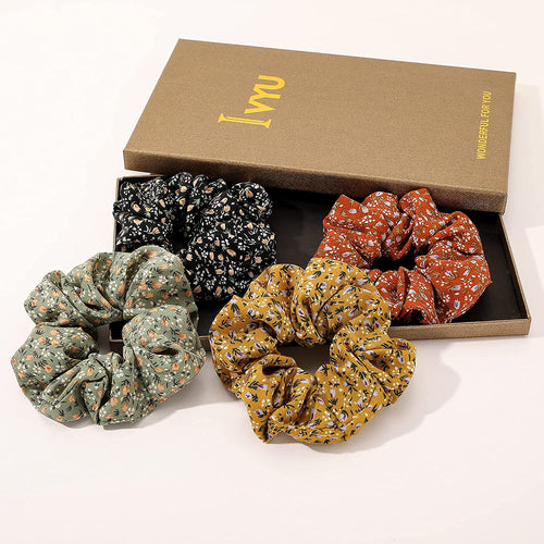 Scrunchies Hair Ties Flower Scrunchy for Women Girls Cute Hairties for Thick Curl Hair No Crease Hair Accessories Soft Ropes Ponytail Holder No Hurt Your Hair - Ivyu Beauty