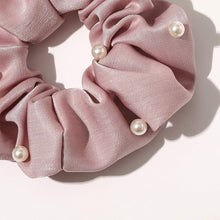 将图片加载到图库查看器，Ivyu Satin Scrunchy with Pearl (Black Pink cream Gray)
