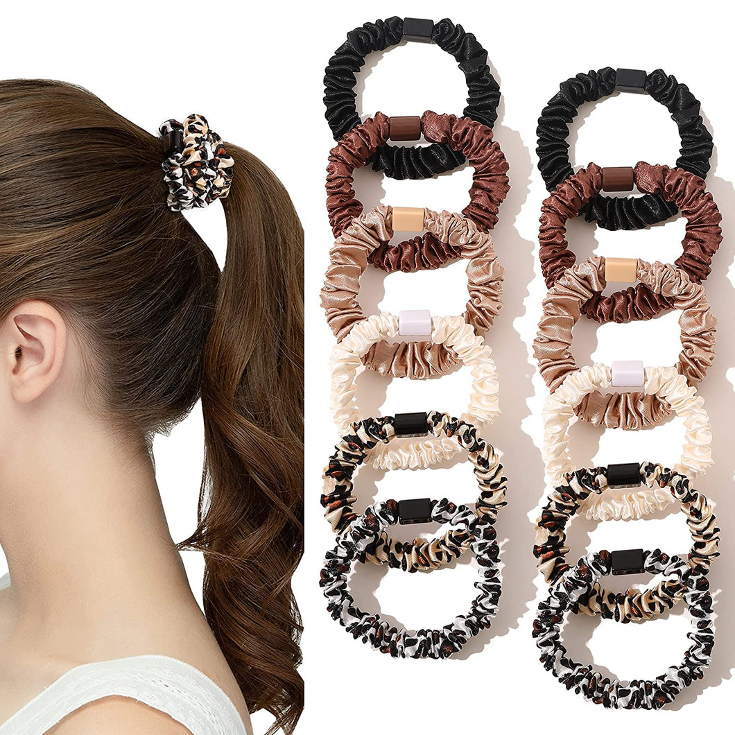 Silk Scrunchies Satin Hair Ties for Women - Small Hair Ties Scrunchy for Women Thick Hair Cute Soft Slip Mini Hair Elastics Ponytail Holder for Curly Hair No Damage Jumbo Hairties Gift for Girls - Ivyu Beauty