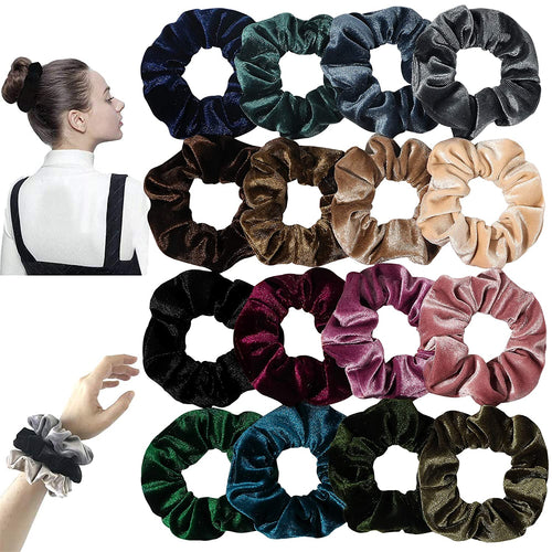 Velvet Scrunchies Hair Ties Women - Ivyu16 Pack Cute Big Scrunchy Vsco Girl Stuff Scrunchie Holder Gift for Women Hair Ties Elastic Bands - Ivyu Beauty