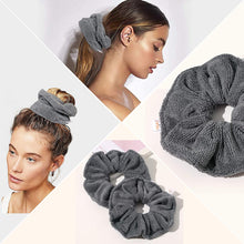 将图片加载到图库查看器，Ivyu Microfiber Hair Drying Scrunchies Towels Fiber - Buns Large Big Scrunchie for Curl Hair for Bed Pool Shower Warp Wet Hair Drying Product Absorbent Fast Terry Cloth Scrunchy For Women Girls Gray - Ivyu Beauty
