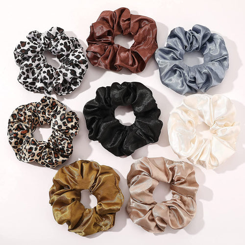 Scrunchies Hair Ties Silk Satin Scrunchy - Hair Elastics Bands Ponytail Holder Pack of Neutral Scrubchy Hair Accessories Women Girls - Ivyu Beauty