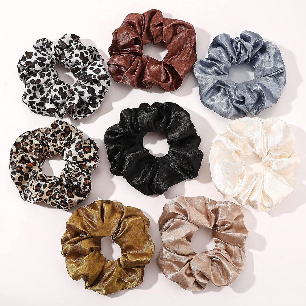 Scrunchies Hair Ties Silk Satin Scrunchy - Hair Elastics Bands Ponytail Holder Pack of Neutral Scrubchy Hair Accessories Women Girls - Ivyu Beauty