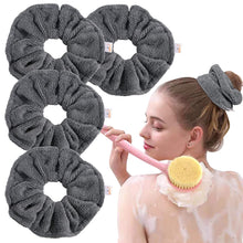 将图片加载到图库查看器，Ivyu Microfiber Hair Drying Scrunchies Towels Fiber - Buns Large Big Scrunchie for Curl Hair for Bed Pool Shower Warp Wet Hair Drying Product Absorbent Fast Terry Cloth Scrunchy For Women Girls Gray - Ivyu Beauty
