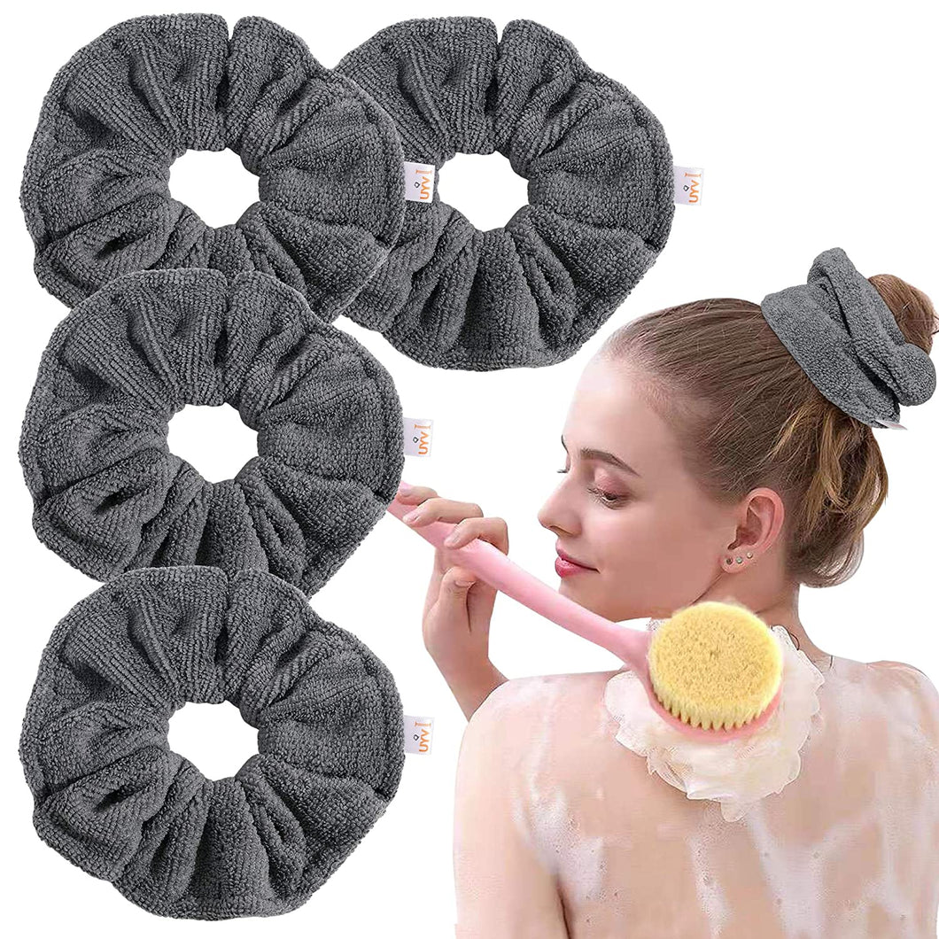 Ivyu Microfiber Hair Drying Scrunchies Towels Fiber - Buns Large Big Scrunchie for Curl Hair for Bed Pool Shower Warp Wet Hair Drying Product Absorbent Fast Terry Cloth Scrunchy For Women Girls Gray - Ivyu Beauty
